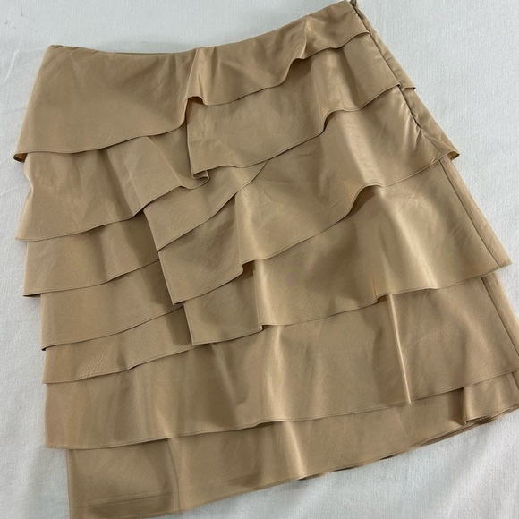Ralph Lauren Black Label Silk Ruffle Skirt Gold Beige Silk Lined‎ Women’s 6 EUC - Picture 13 of 15